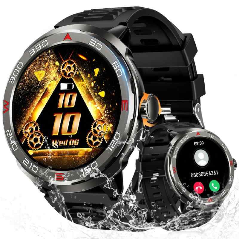 スマートウォッチ 丸型 メンズ 1.39インチ大画面 軍用規格 スポーツウォッチ iphone対応 アンドロイド対応 通話機能付き 防水 防塵 耐衝撃 音声アシスタント smart watch 活動量計 110+種類運動モ(2)