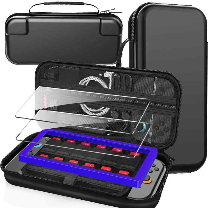 ゲーム機ケース Switch2 本体用 保護カバー 持ち運び ハードケース 防水 耐衝撃 EVA素材 PU素材 大容量 アクセサリ収納 ブラック ホワイト