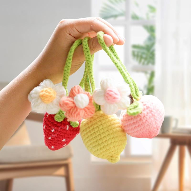 編み物 初心者 キット かぎ針編みセット 4点セット かわいい 果物 アミモノ あみぐるみ 手編みクラフト 編み物キット アートツール 手作り DIY かわいい 手芸 スターターキット （ピーチ+オ