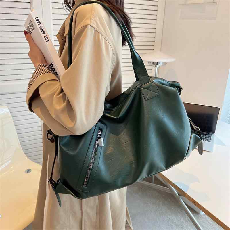 トートバッグ レディース ボストンバッグ 大容量 通勤 普段使い PU レザー 鞄 カバン 白色 黒色 緑色