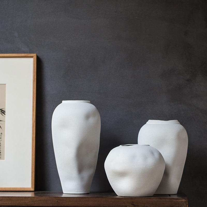 花瓶 陶器 フラワーベース 卓上式 ホーム デコレーション オフィス ホテル リビング インテリア 美式 上釉 小 中 大