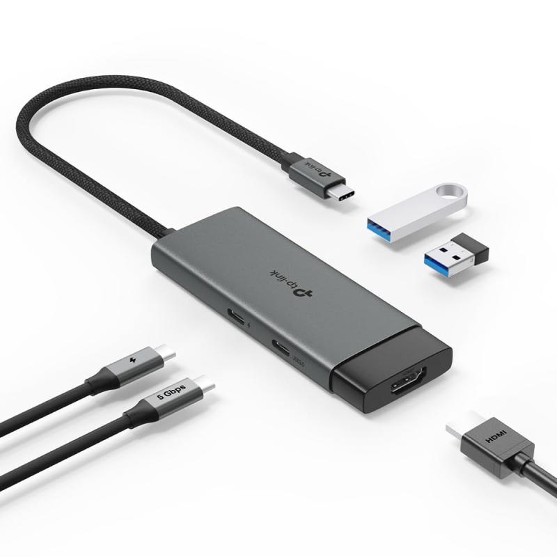 TP-Link USB Type-C 5ポート ハブ 4K@60Hz HDMI / 100W 高速給電 / USB3.0 Type-C ポート x1 / USB3.0 ..