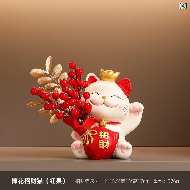 招き猫 置物 オブジェ インテリア飾り リビング 玄関 デスク 卓上飾り 新築祝い 引っ越し祝い 開店祝い 開運 縁起物 金運 ラッキーアイテム かわいい 花器 フラワーベース 樹脂製