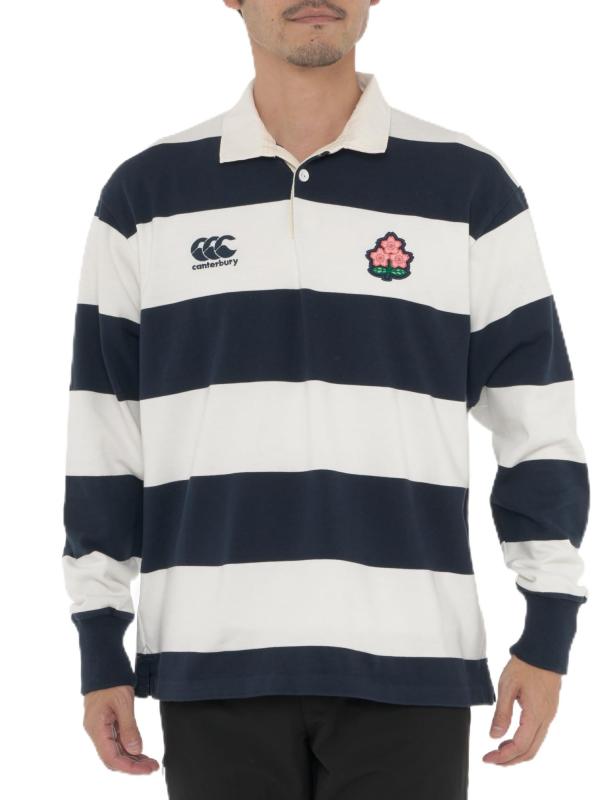 [カンタベリー] ラガーシャツ ジャパンロングスリーブ4インチストライプラグビージャージ メンズ