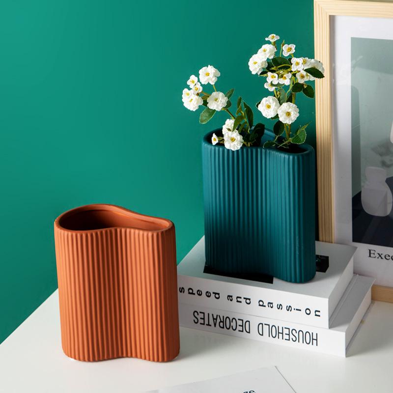 花瓶 陶器 レディース 卓上式 インテリア 白 緑 オレンジ ピンク系 ペン立て 小物入れ 多用途