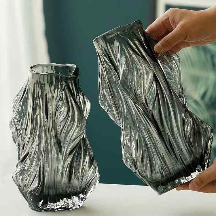 花瓶 ガラス 小 大 透明 煙 スタイル 卓上 花器 フラワーベース 水栽培 インテリア ディスプレイ