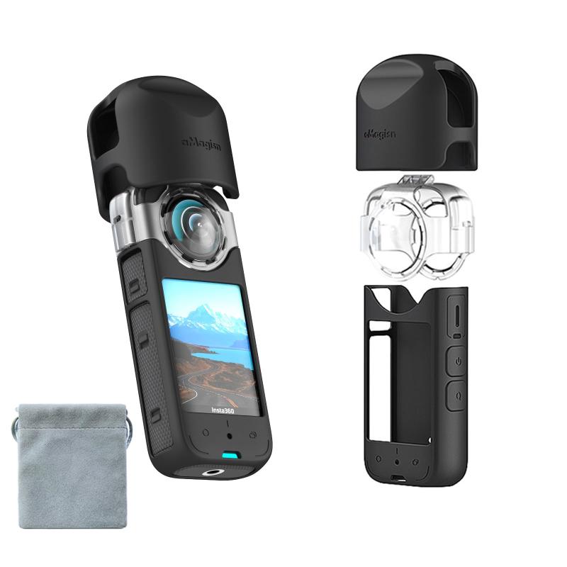 4セットfor 対応シリコンケース 曇り止めレンズガード+本体シリコンケース+レンズキャップ+収納バッグ 全面保護 傷防止 落下防止 防塵 汚れ防止 耐久性保護カバー(2.0)