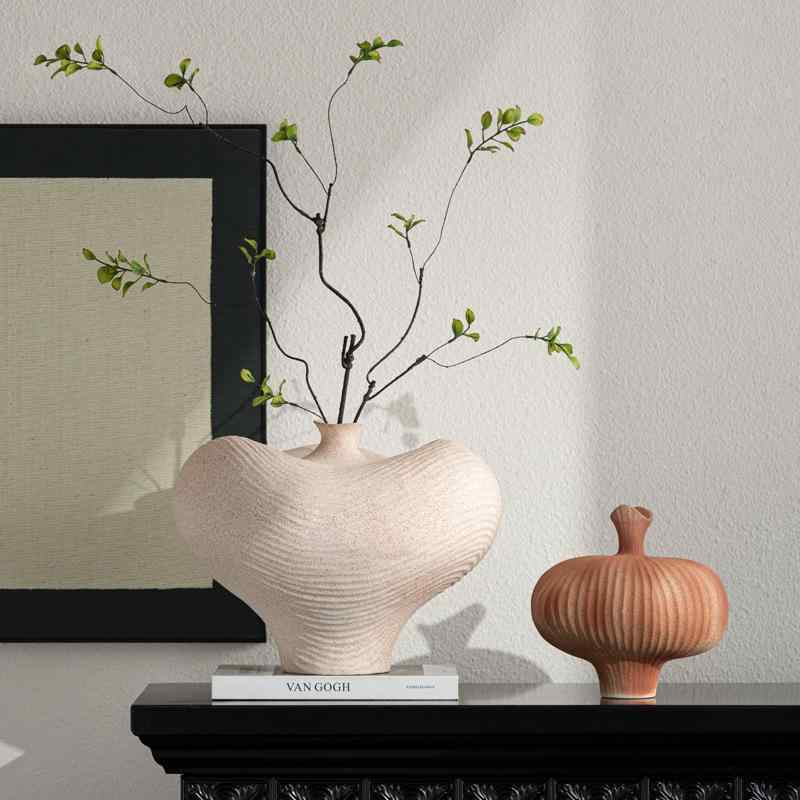 花瓶 高級感 陶器 侘寂風 レトロ 卓上 置き物 寝室 オブジェ 花 手作り風 インテリア