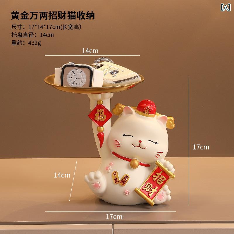 置物 招き猫 マネキネコ 鍵収納 キー置き 玄関 エントランス オブジェ レジン製 かわいい おしゃれ 開運 縁起物 金運 新築祝い 引っ越し祝い インテリア雑貨