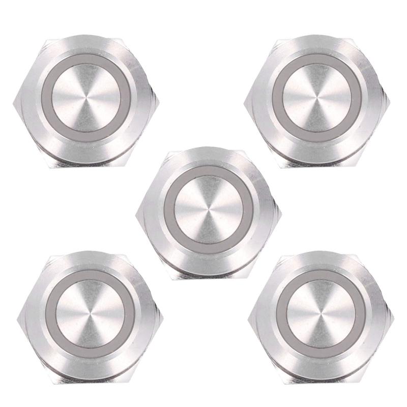 5 個 LED 19mm モーメンタリ プッシュ ボタン スイッチモーメンタリ プッシュ ボタン スイッチ メタル オート リセット 超薄型 防水