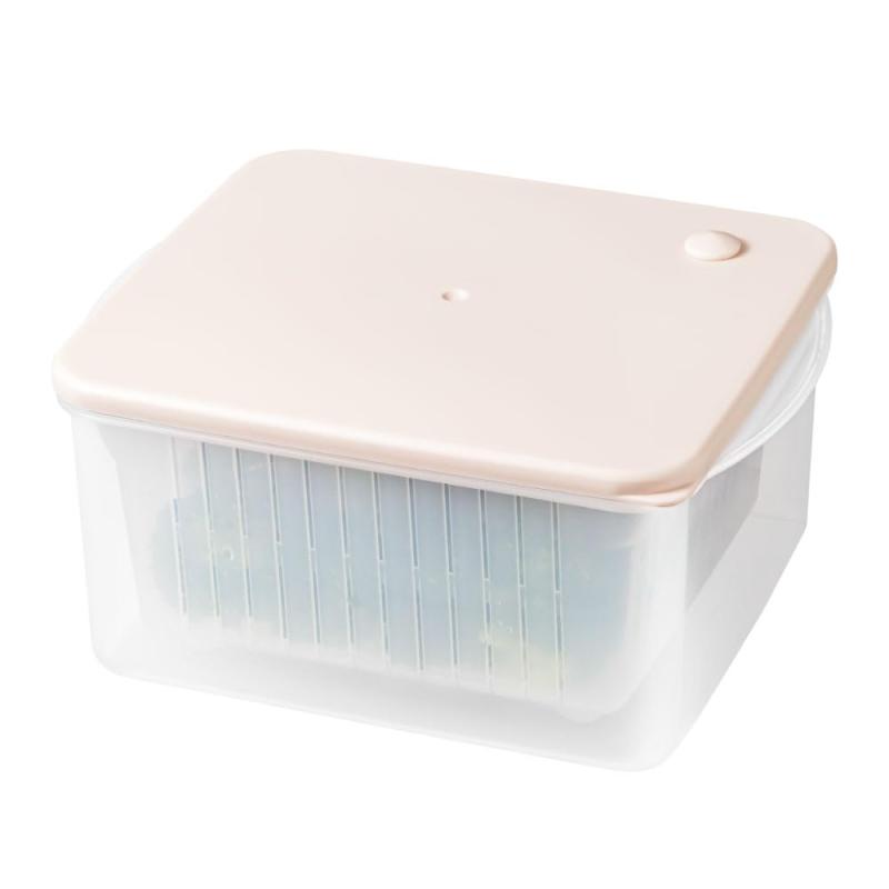 アンドエヌイー(&NE) べジスチ Recopo ピンク 幅18cm×奥行14.4cm×高さ8.5cm 電子レンジ蒸し器 日本製 温野菜 保存 容器 ザル付き 蒸し料理 圧力弁 スタッキング 耐冷 水切り 簡単 時短 クリア 一