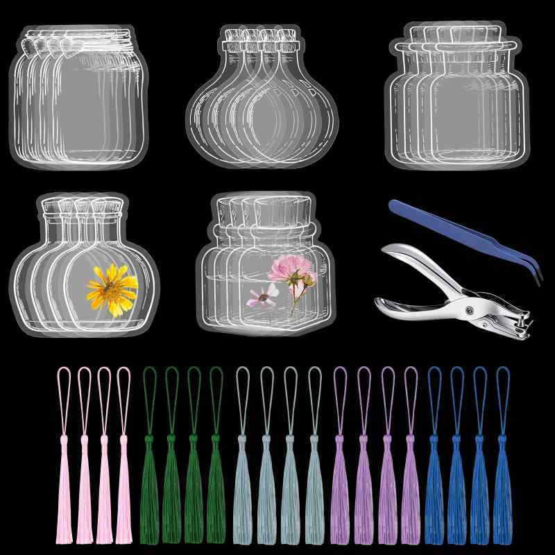 手作り しおりキット 20枚セット 押し花 しおり 透明ブックマーク ドライフラワーのしおり