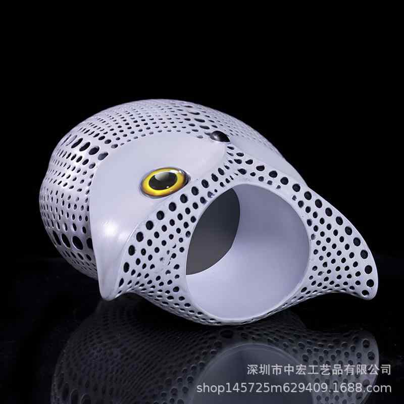 花瓶 北欧風 梟 フクロウ 樹脂製 置物 飾り棚 デスク 玄関 ヨーロピアン 手描き風 ペイント オブジェ 卓上