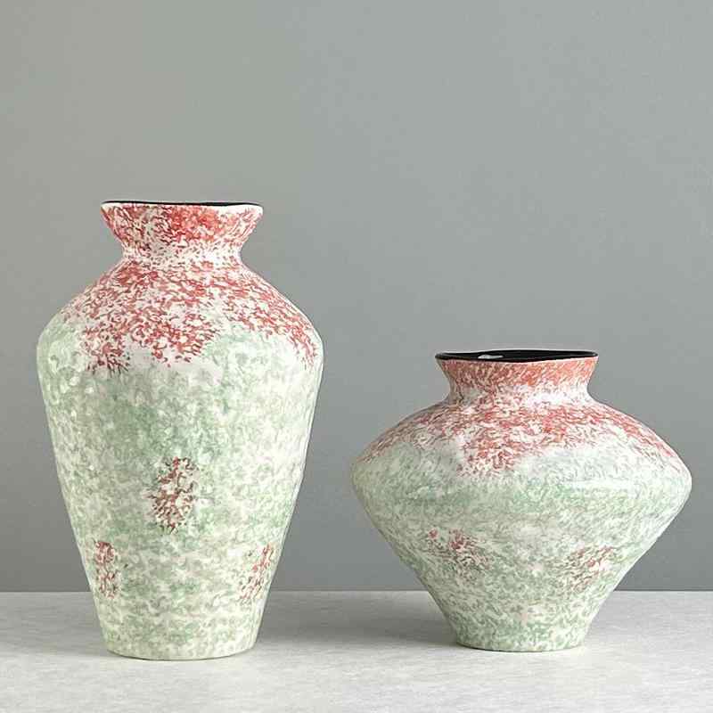 花瓶 陶器 陶磁器 アンティーク 侘寂風 茶室 玄関 禅意 卓上 インテリア フラワーベース 景徳鎮 置物 オブジェ 彩瓶