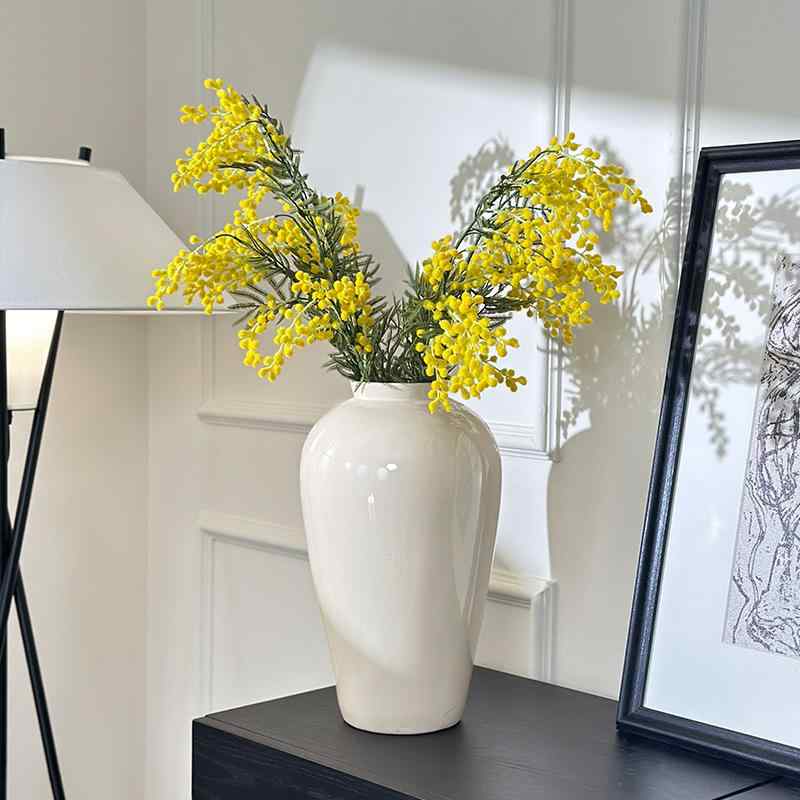 花瓶 陶器 瀬戸物 フラワーベース インテリア 白灰色 現代風デザイン エントランス 書斎 置物