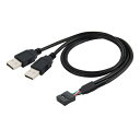 ケーブルマザーボード9ピン10ピンマザーケースからデュアルUSB 2.0雄A型ケーブル50 cm