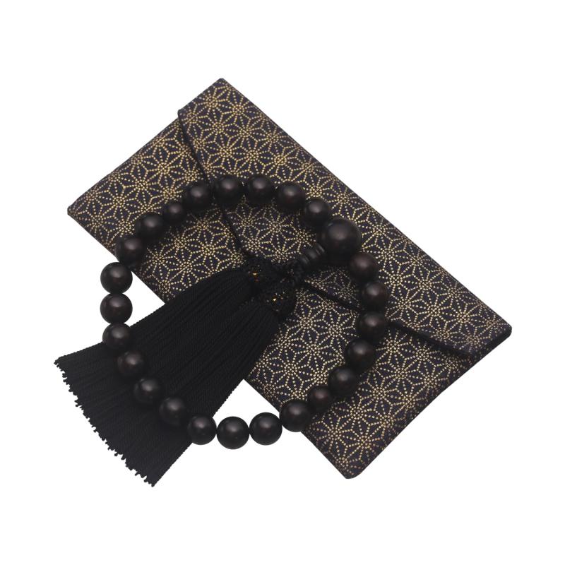 数珠 男性用 縞黒檀 念珠 葬式 葬儀 お通夜 略式 数珠袋付き 全ての宗派でお使い頂けます…