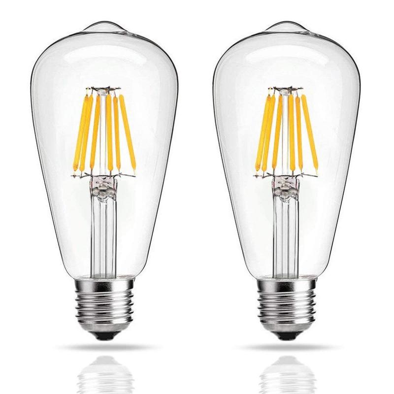 LEDエジソン電球 E26口金 電球色 2700K エジソンバルブ フィラメント LED電球 キャンドル色 全配光タイプ おしゃれ アンティーク風 間接照明 装飾電球G95•螺旋状電球6W 2個入