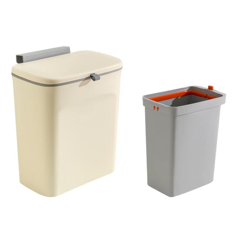 ゴミ箱 壁掛け フタ付き インナーゴミ箱内蔵 9L+6.5L 大容量 スリム 分別 密閉 消臭 ニオイ対策 省スペース 壁面収納 キッチン 洗面所 リビング オフィス トイレ バスルーム スライド開閉 フリ