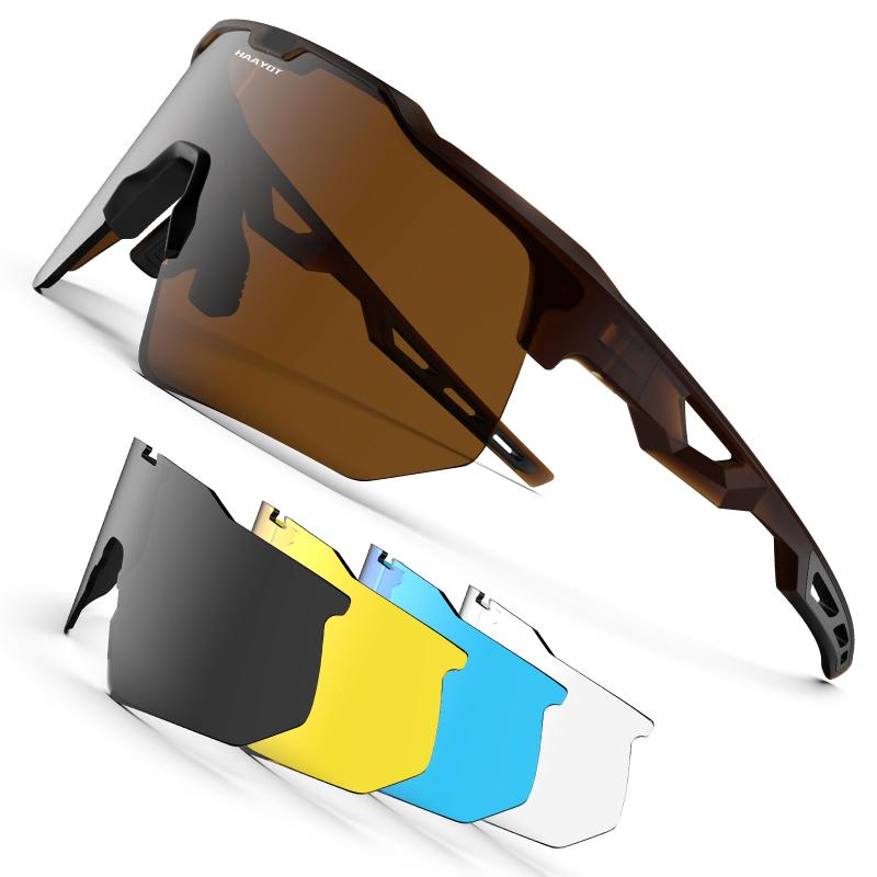 [] 偏光サイクリンググラス メンズ レディース ロードバイク スポーツサングラス 5枚レンズ TR90 フレ..