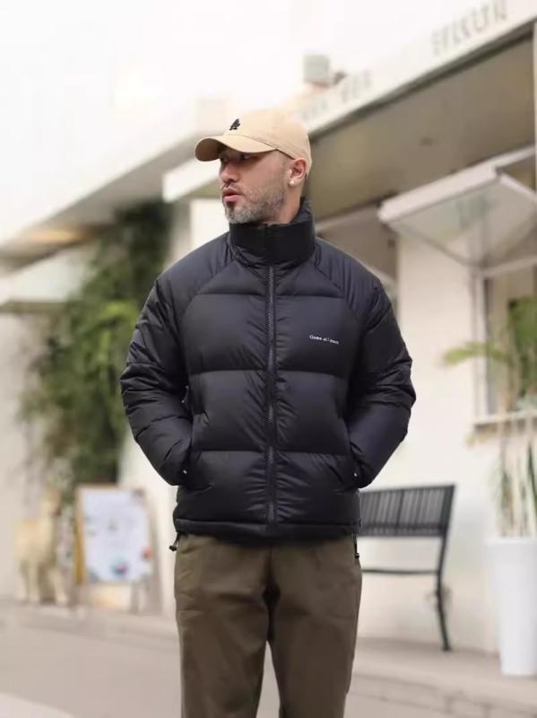 羽绒服 男性用 防風 抗寒 白鸭绒 立领 加厚 ブラック 冬季