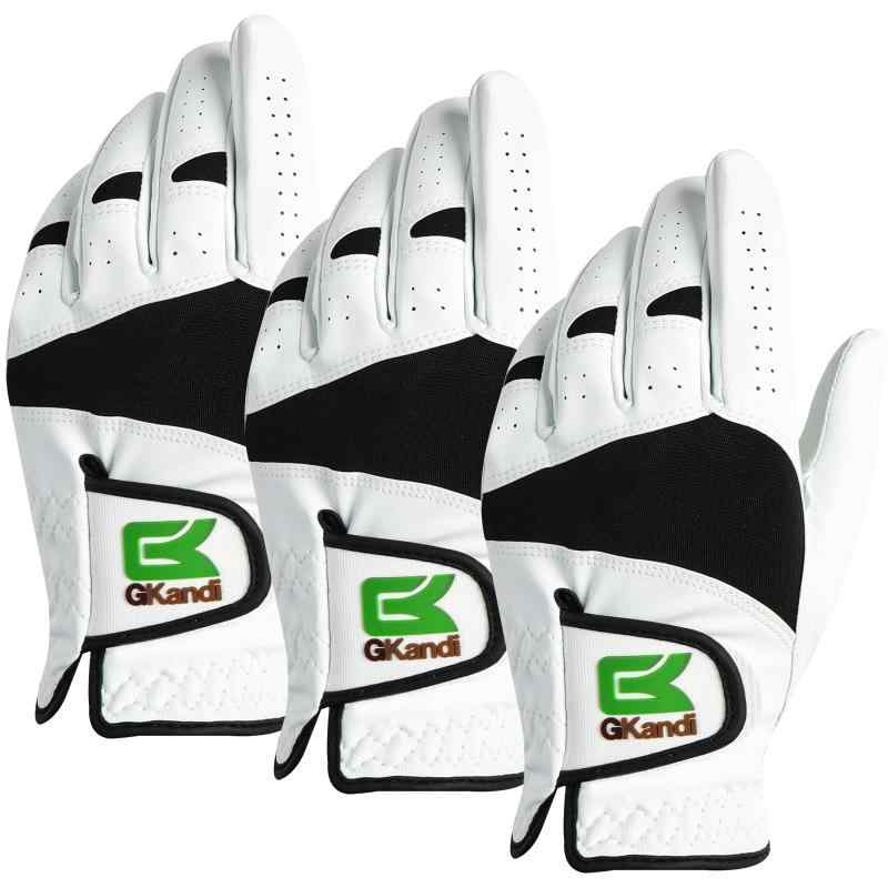 ゴルフグローブ メンズ 3枚セット 天然羊革とマイクロファイバーレザーの組み合わせ 柔らかめ 伸縮性 通気性 耐摩耗性 滑りにくいグリップ 両手 雨 汗に強い 全天候モデル ゴルフウェア GK-