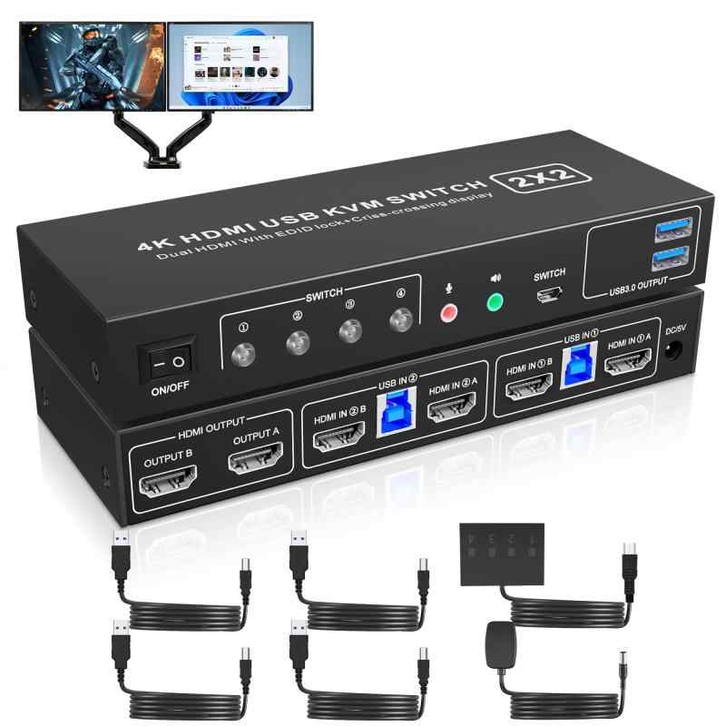 USB 3.0 HDMI デュアル モニター KVMスイッチ