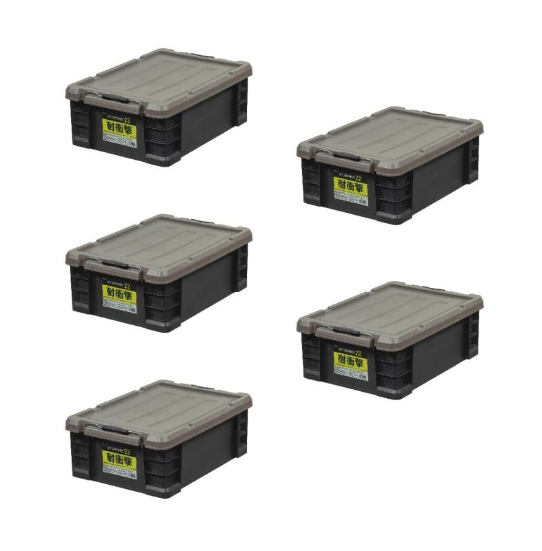 JEJアステージ 収納ボックス 日本製 アウトドア キャンプ DIY レジャー 積み重ね [SPV(耐衝撃) コンテナ 22] W379×D545×H203mm 5個セット