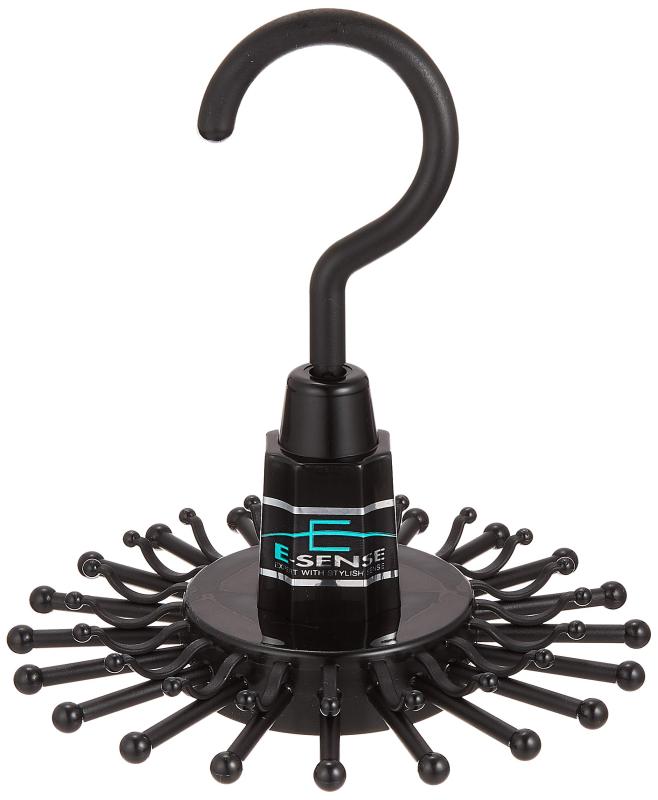 サワフジ ネクタイハンガー E-SENSE ネクタイストッパー20 ブラック 20本掛け 2個組 日本製 省スペース 回転 滑らない ストッパー付 収納 クローゼット コンパクト 小物 スカーフ ベルト NS-20-2P