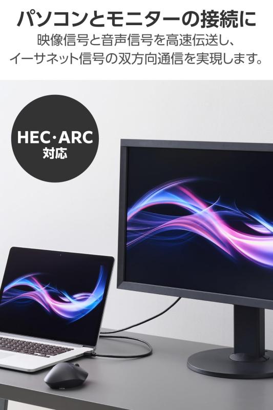 エレコム HDMI ケーブル 2m ハイスピード 4K/30Hz ARC対応 金メッキ 3重シールド HIGH SPEED with ETHERNET認証済み テレビ・プロジェクター・パソコン・ゲーム機に ECDH-HD14E20BK