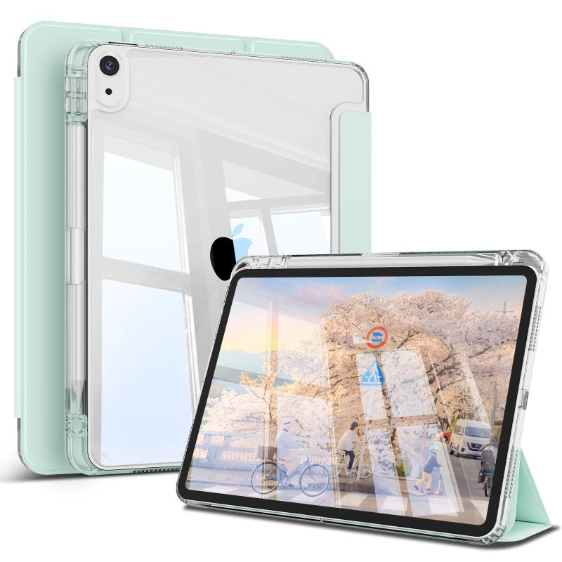 用のiPad Air 11インチ ケース 2025/2024 M3/M2 用のiPad Air 第5/4世代 10.9インチ ケース 2022/2020 透明バックカバー ペン収納 Pencilワイヤレス充電対応 三つ折り スタンド オートスリープ機能