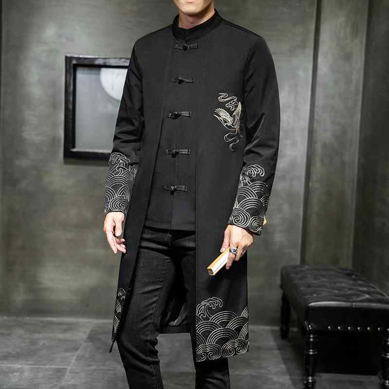 ジャケット 男性用 唐装 刺繍入り チャイナ風 秋冬 綿麻 リネン 混紡 スタンドカラー カジュアル ブルゾン 中綿入り 大きいサイズ