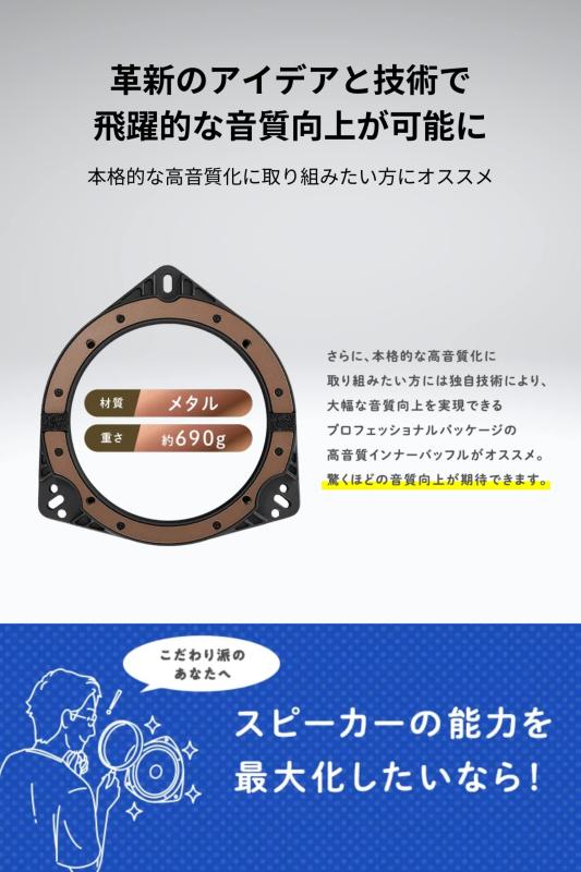 パイオニア スピーカー -K624 音質向上アイテム インナーバッフル プロフェッショナルパッケージ ホンダ 三菱 日産 車用 カロッツェリア