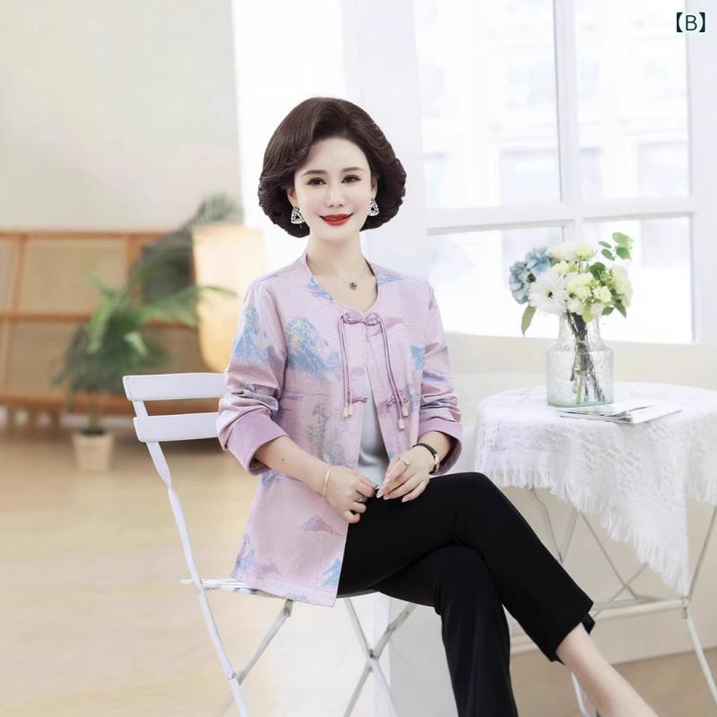 ジャケット レディース 唐装 ショート丈 コート ミドル丈 ゆったり 立体柄 ミモレ丈 チャイナスタイル レトロ エスニック ミディアム丈 ミドル 春秋冬