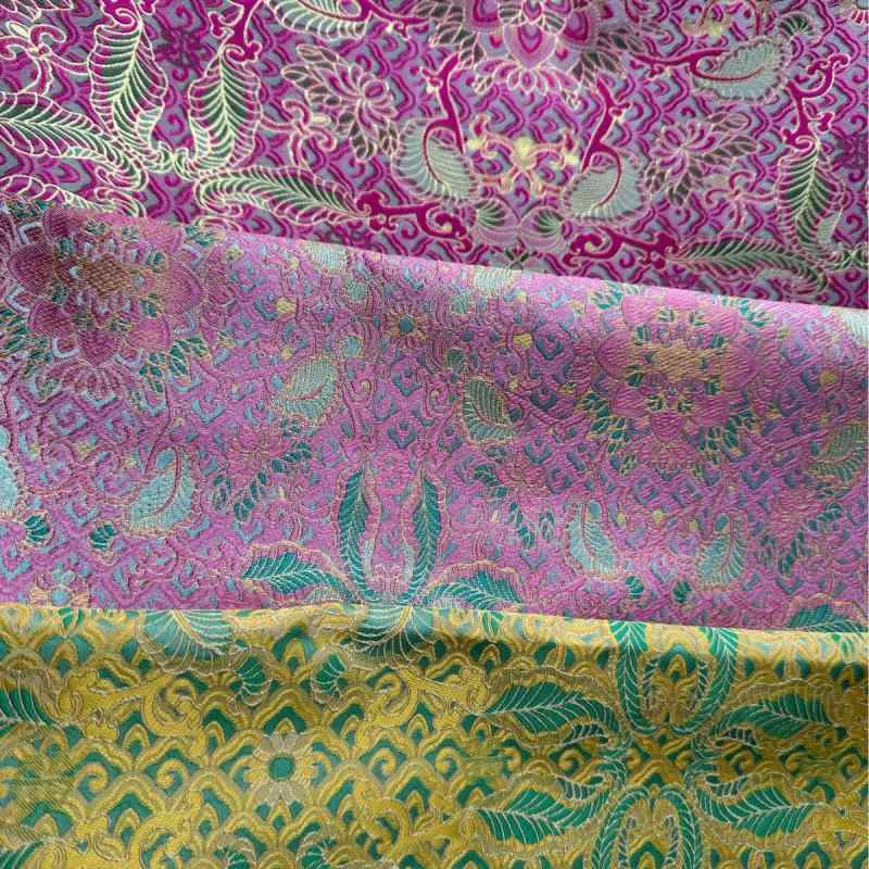 生地・布地 レディース キッズ チャイナドレス 漢服 ポリエステル 金糸 彩鱗 提花 和柄 深梅 金色 ドレ..