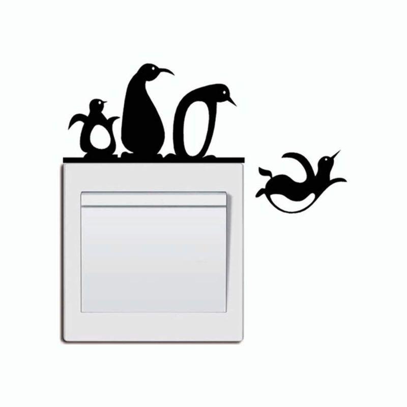 ウォールステッカー 電源スイッチ ステッカー 可愛い ペンギン 壁紙 シール 飾り インテリア 防水 ステ..