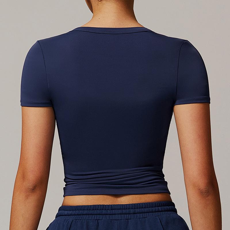 ヨガウェア レディース 磨毛 防震 紧身 ショートスリーブ トップス ランニング ピラティス スポーツ ウ..