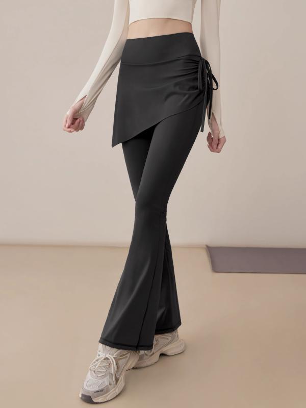 ヨガパンツ レディース 高機能 ラッパ型 美脚 ハイウエスト トレーニングパンツ スポーツ ウェア レギンス 伸縮性 通気性 ブラック ダークグレー