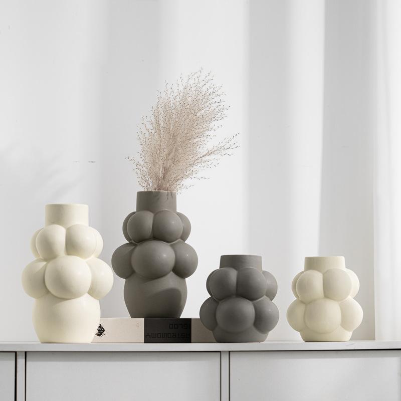 花瓶 陶器 泡立て器 高級感 インテリア 置物 ヨーロピアン 室内装飾 米白 モカ 小さい 大きい