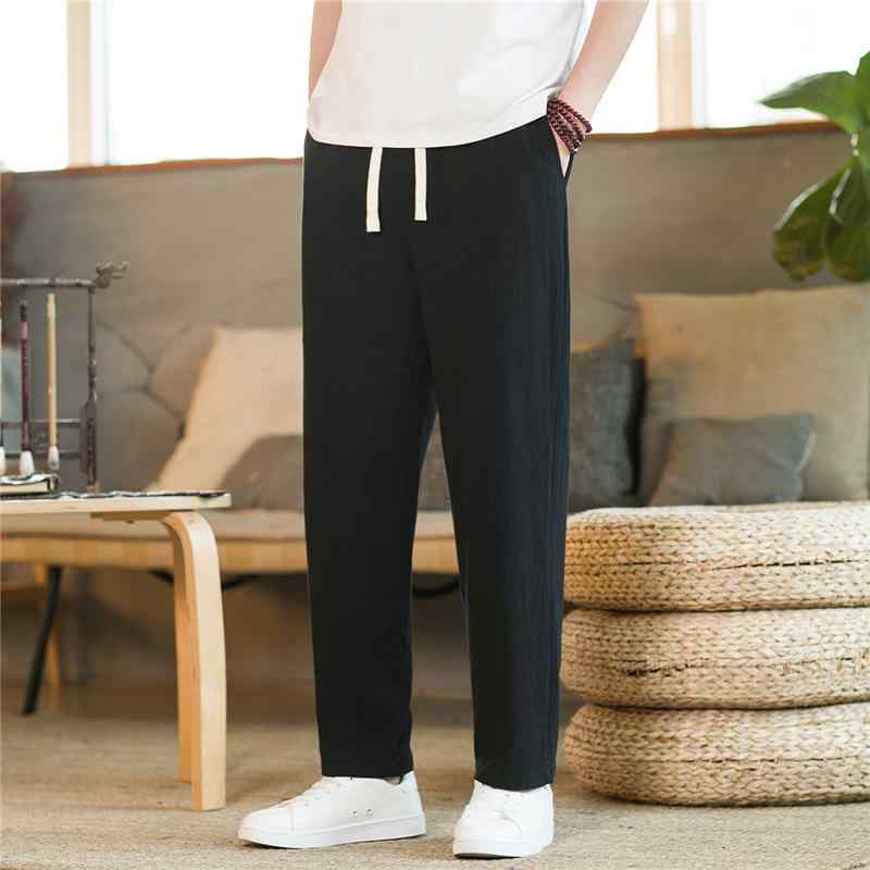 パンツ メンズ リネンコットン ワイドパンツ 薄手 大きいサイズ ビッグサイズ ストレート ゆったり リラックス 9分丈 クロップド ボトムス ズボン カジュアル 普段使い 部屋着 ノンストレッチ ポケット付き ミッドウエスト