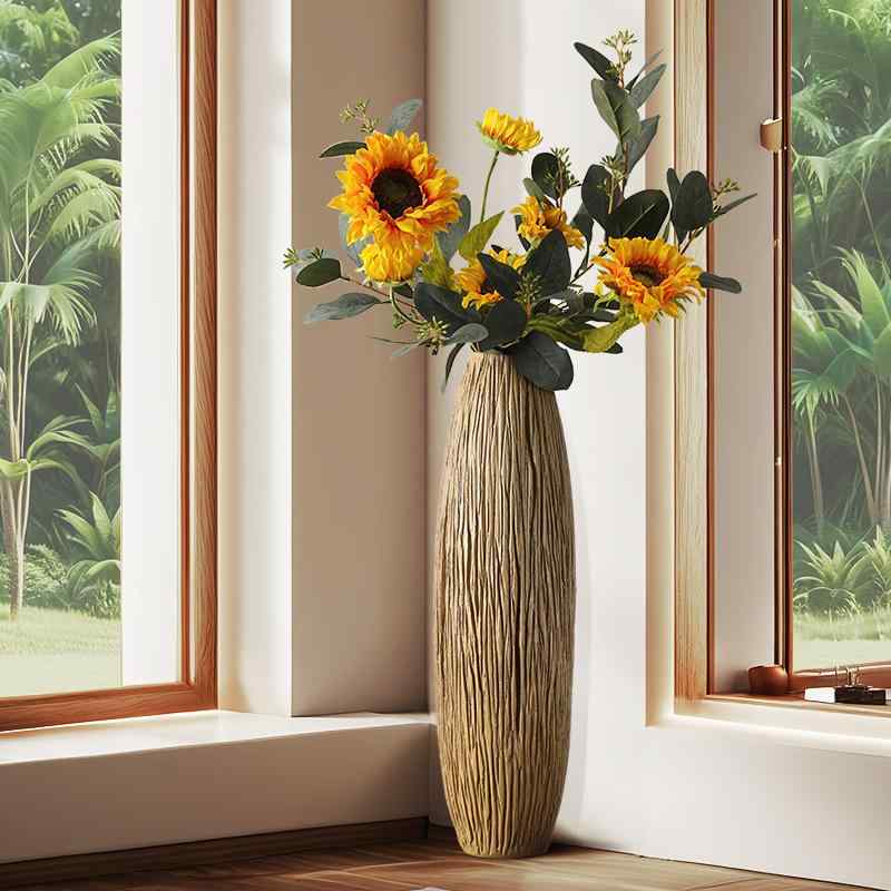 花瓶 レディース 樹脂製 インテリア雑貨 飾り 玄関 オブジェ 手作り ドライフラワー リビング 寝室 卓上 床置き 浅棕色