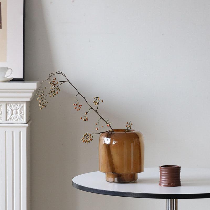 花瓶 ガラス花瓶 茶色 ブラウン系 インテリア雑貨 水栽培 卓上花瓶 フラワーベース