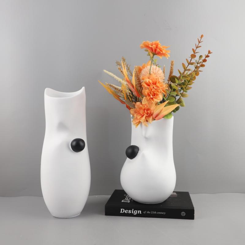 花瓶 インテリア 樹脂製 白 黒 モダン リビング ダイニング 寝室 玄関 オブジェ