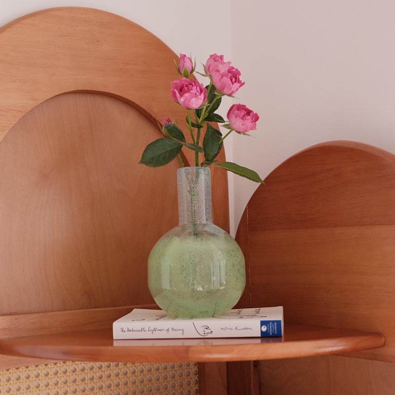 花瓶 ガラス花瓶 卓上花瓶 ミニ花瓶 インテリア雑貨 水栽培 フラワーベース 一輪挿し 浅緑