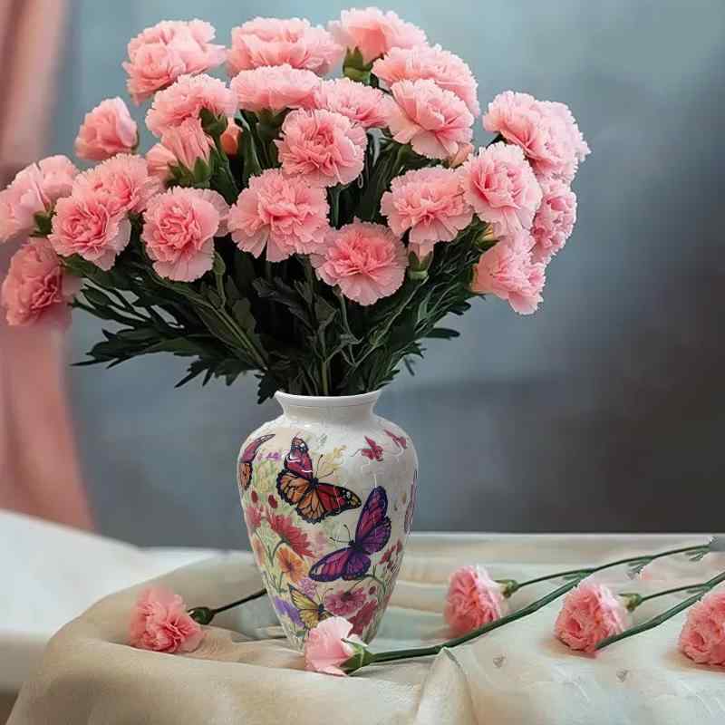 花瓶 3D 立体パズル ブロック 置物 インテリア 青花磁 フラワーベース リビング オフィス デスク 造花