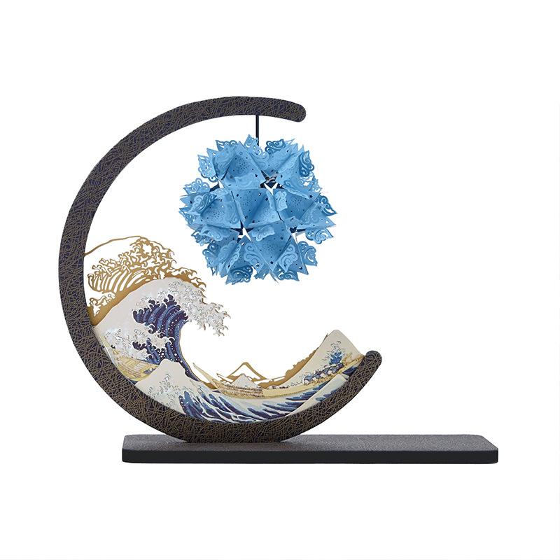 ナイトライト 神奈川沖浪裏 ペーパークラフト 立体アート 和モダン ハンドメイド デスクライト おしゃれ 置物 女性向け 誕生日プレゼント ギフト 癒やし 間接照明 特殊アート紙製 インテリア オブジェ 友人 同僚 子供用 クリエイティブ