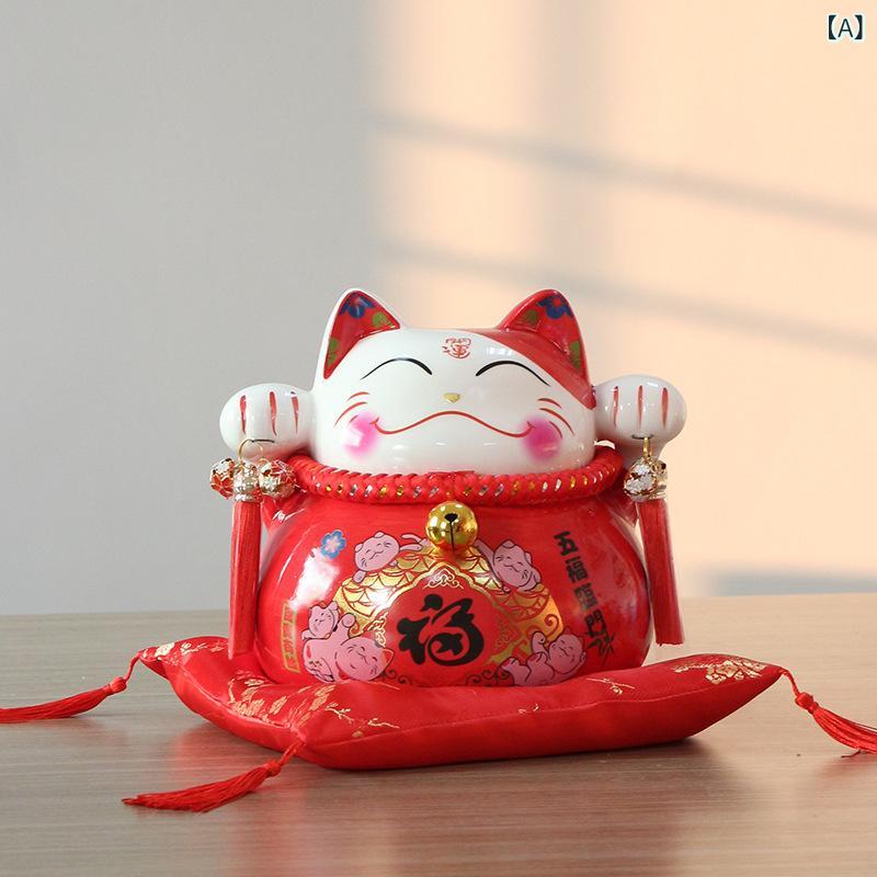 招き猫 陶器 置物 開店祝い 開業祝い 商売繁盛 縁起物 大型 店舗 レジ横 卓上 リビング インテリア 和風 オブジェ かわいい ラッキーアイテム カラフル 白磁