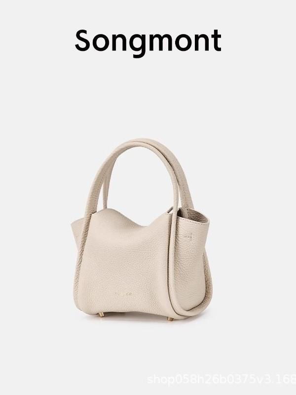 バッグ ミニ 本革 牛革 レザー バケット バスケット かご 元宝型デザイン ショルダーバッグ 斜めがけ スマホポーチ 春夏 お出かけ デイリーユース 軽量 コンパクト 横型スクエア 多色展開