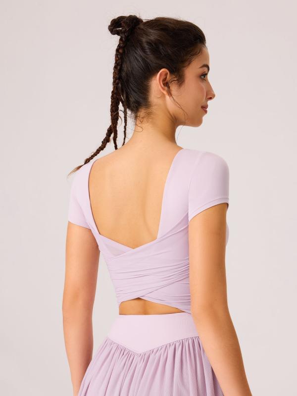 ヨガウェア レディース スポーツトップス 半袖 Tシャツ メッシュ 美背 痩身 トレーニングウェア ピラティス 接触冷感 吸湿速乾