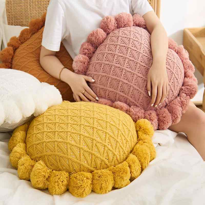 クッション 北欧風 円形 抱き枕 ソファ 背もたれ チェアパッド リビング ベッドルーム 杏米色